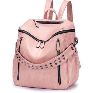 NEW Vegan Leather Backpack Purse Soft Pink Ladies Laptop Bag
